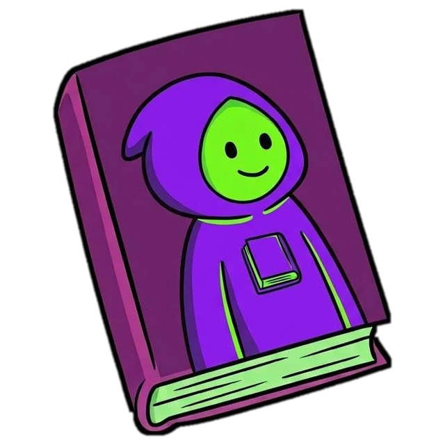SolaStories — the hooded page-keeper on a purple storybook
